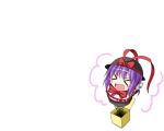 &gt;_&lt; 1girl artist_request black_headwear bow box capelet check_artist closed_eyes frilled_capelet frills full_body hat hat_bow ichimi jack-in-the-box nagae_iku purple_hair red_bow short_hair solo spring_(object) third-party_source touhou 