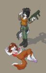  4_fingers 4_toes almar anthro assault_rifle bicolored_tail black_body black_fur black_hair black_nose blood blood_on_hand blood_pool blue_eyes bodily_fluids boots border_collie breast_wound breasts brown_body brown_fur brown_hair bullet_wound butt canid canine canis chest_tuft cj_(everlastwolf) claws clothing collie confusion corpse cute_fangs dead_eyes domestic_dog duo dying facial_wound fatal fatal_wound feet female fingers fluffy fluffy_tail footwear fur green_eyes gun gunshot_wound hair handpaw herding_dog hi_res jacket killing leg_markings mammal markings medium_breasts multicolored_body multicolored_fur nipples nosebleed nude panini_(everlastwolf) pastoral_dog pawpads paws perforating_wound pink_nipples pink_nose ranged_weapon rifle ryona sheepdog small_breasts smoke smoking_gun socks_(marking) soles tail toes topwear tuft violence vr_headset weapon white_body white_fur wounded 