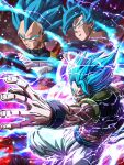  3boys abs angry armor baggy_pants biceps black_vest black_wristband blue_bodysuit blue_eyes blue_hair blue_sash blue_shirt bodysuit clenched_hand closed_mouth commentary_request crossed_arms dragon_ball dragon_ball_super electricity energy frown gloves gogeta highres looking_away looking_to_the_side male_focus metamoran_vest multiple_boys muscular muscular_male open_mouth outstretched_arm pants punching saiyan_armor sash serious shirt son_goku spiked_hair super_saiyan super_saiyan_blue teeth upper_body v-shaped_eyebrows vegeta veins vest wai_(y48754085) white_gloves white_pants wristband 