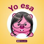 anthro bear beaver black_hair buckteeth chicas_que_lucen_asi_tienen_permiso_de_arruinarme_la_vida eyewear female fur glasses hair hi_res lolo_aburto long_hair loopy_(pororo) mammal pink_body pink_fur pororo_the_little_penguin red_nose rodent simple_background solo spanish_text teeth text white_body white_fur yellow_background