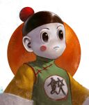  1boy black_eyes blush_stickers chaozu chinese_clothes colored_skin dave_rapoza dragon_ball dragon_ball_(classic) frown hat highres male_focus solo upper_body white_skin wide_sleeves 