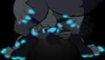 anthro balls blue_claws blue_eyes blue_flesh blue_markings blue_nose blue_pawpads butt claws dragon erection feet fur furred_dragon genitals glowing male markings nude pawpads paws penis raimon96 ray_(raimon96) simple_background solo tail toes