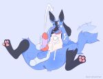  animal_genitalia animal_penis anthro anus balls blue_body blue_fur blush bodily_fluids bootyfeather canine_penis cum cum_on_chest cum_on_face ejaculation floating_hands fur generation_4_pokemon genital_fluids genitals hand_on_face handjob hi_res holding_balls knot lucario male nintendo paws penile penis pokemon pokemon_(species) sex solo tail tail_motion tailwag 