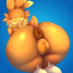  absurd_res anthro anus bent_over big_butt butt female generation_3_pokemon genitals hi_res huge_butt nintendo plump_labia pokemon pokemon_(species) pussy sadflowerhappy solo thick_thighs torchic torchy 