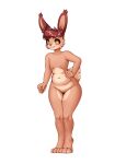 absurd_res alpha_channel anthro border brown_body brown_eyes brown_fur brown_hair ears_up feet fur hair healer hi_res kenoxpictures lagomorph leporid magic_user male mammal nude rabbit slightly_chubby slightly_chubby_male smile solo teeth thick_thighs transparent_border