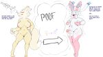 anthro big_breasts big_penis breasts canid canine dialogue eeveelution english_text erection female fox ftm_transformation gender_transformation generation_6_pokemon genitals girly hi_res male mammal nintendo penis pokemon pokemon_(species) poof shocked shocked_expression solo species_transformation sylveon text transformation vroorv