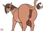anatomically_correct anatomically_correct_genitalia anatomically_correct_pussy animal_genitalia animal_pussy anus asinus big_teats brown_body brown_fur brown_hair butt destabilizer donkey equid equine equine_genitalia equine_pussy female feral fur genitals hair hi_res looking_back mammal puffy_anus pussy simple_background solo tail tail_tuft teats tuft white_background