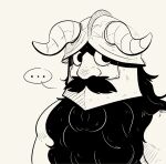  ... 1boy beard dungeon_meshi dwarf ethan8bit facial_hair fake_horns greyscale helmet highres horned_helmet horns long_beard male_focus monochrome senshi_(dungeon_meshi) sideways_glance solo thick_mustache upper_body very_long_beard 