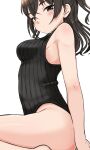  1girl black_leotard breasts commentary dokudoku913 highres idolmaster idolmaster_cinderella_girls leotard looking_at_viewer medium_breasts solo sunazuka_akira symbol-only_commentary thighs 