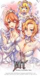  2017 3girls :d ;d bare_shoulders blonde_hair blue_eyes blush breasts bridal_veil character_request cleavage collarbone company_name copyright_name copyright_notice detached_sleeves dress elbow_gloves flower gloves hair_flower hair_ornament heroes_of_incredible_tales highres kiki_(heroes_of_incredible_tales) large_breasts long_hair looking_at_viewer medium_breasts multiple_girls navel nexon non-web_source official_art one_eye_closed open_mouth orange_hair small_breasts smile strapless strapless_dress veil wedding_dress white_dress white_gloves 