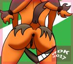 2017 anatomically_correct anatomically_correct_genitalia anthro anus badger biped boomerang bottomwear butt clothed clothing digital_media_(artwork) female genitals low-angle_view mammal mustelid musteline nude partially_clothed pigtails pussy rear_view reddragonkan sega skirt solo sonic_boom sonic_the_hedgehog_(series) sticks_the_jungle_badger worm&#039;s-eye_view 