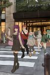  5boys 6+girls black_dress boots building contemporary crosswalk denken_(sousou_no_frieren) dress fern_(sousou_no_frieren) frieren grey_hair half_updo highres kanne_(sousou_no_frieren) land_(sousou_no_frieren) laufen_(sousou_no_frieren) lawine_(sousou_no_frieren) long_hair multiple_boys multiple_girls orange_hair purple_hair red_hair richter_(sousou_no_frieren) road sousou_no_frieren stark_(sousou_no_frieren) street takeuchi_ryousuke thigh_boots twintails ubel_(sousou_no_frieren) very_long_hair walking wirbel_(sousou_no_frieren) 