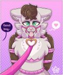  &lt;3 anthro arms_tied bound breath brown_hair cheek_tuft collar dazzlingdisco domestic_ferret ears_down facial_tuft fluffy girly good_boy green_eyes hair harness hi_res kylie_(kyliebobile) leash male mammal mustelid musteline off_screen_character panting pink_nose pivoted_ears solo tongue tongue_out true_musteline tuft weasel 