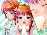  1girl aojiru blue_eyes blush breasts food game_cg hongou_ai ice_cream kowaku_no_toki nipples open_mouth orange_hair popsicle sexually_suggestive sweat tan tears tongue 