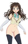  1girl blush highres legs long_hair nude_filter photoshop pussy solo thighs to_love-ru toloveru uncensored yuuki_mikan 