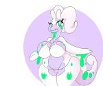  2019 2_fingers antennae anthro ayotizza big_breasts bikini breasts cleavage clothed clothing dragon eyelashes eyeshadow fangs female goodra green_eyes huge_breasts makeup nintendo open_mouth pok&eacute;mon pok&eacute;mon_(species) slime smile solo standing swimsuit thick_thighs tongue video_games wide_hips 