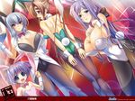  4girls animal_ears ass bachou bare_shoulders blue_eyes blush breasts brown_hair bunny_ears bunny_girl cleavage flat_chest huge_breasts koihime_musou kouchuu large_breasts long_hair looking_back multiple_girls open_mouth ponytail purple_hair red_eyes riri short_hair very_long_hair yellow_eyes 