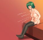  a1 absurdres bed breasts headset highres idolmaster initial-g nipples otonashi_kotori panties pantyhose sitting topless translation_request underwear undressing 