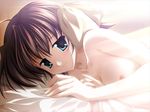  1girl after_sex aftersex artist_request bed blush breasts ef game_cg nanao_naru nipples nue solo source_request 