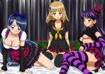  3girls akai_shinju ankoku_tiger blush breasts caren_(mermaid_melody_pichi_pichi_pitch) cleavage coco_(mermaid_melody_pichi_pichi_pitch) gothic lying mermaid_melody_pichi_pichi_pitch multiple_girls noel_(mermaid_melody_pichi_pichi_pitch) smile 