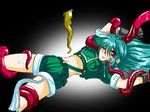  belly belly_button blue_hair king_of_fighters leona_heidern navel navel_insertion red_eyes snk tentacle 