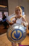  1girl cosplay namco photo real shield solo sophitia_alexandra sophitia_alexandra_(cosplay) soul_calibur soulcalibur_iv watermark 