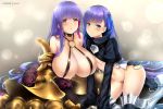  2girls blue_eyes blush breasts fate/grand_order fate_(series) huge_breasts looking_at_viewer meltlilith multiple_girls passion_lip red_eyes rei_kun 