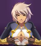  blazblue breasts bullet_(blazblue) cleavage deep_skin female large_breasts looking_at_viewer paizuri_invitation sowilo what 