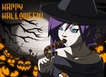  candy candy_cane food halloween jack-o'-lantern pumpkin purple_hair saliva sexually_suggestive solo zone 