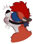  anthro ball_gag blindfold bodily_fluids bust_portrait cum cum_dripping_down_chin cum_in_mouth cum_inside gag genital_fluids hair male mammal mustelid orlandofox otter portrait red_hair solo timmy_the_otter 