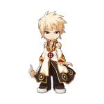  1boy arms_at_sides black_coat black_footwear black_pants blonde_hair chibi closed_mouth coat cross cross_necklace cross_of_prontera full_body gold_trim high_priest_(ragnarok_online) holding holding_staff jewelry layered_clothes long_sleeves looking_at_viewer male_focus medium_bangs multicolored_coat necklace official_art pants ragnarok_online red_coat shoes short_hair simple_background smile solo staff standing tachi-e tan transparent_background two-tone_coat v-shaped_eyebrows white_coat yellow_eyes yuichirou 