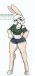  anthro big_breasts breasts clothing crop_top dolphin_shorts fan_character female hi_res june_(disambiguation) lagomorph leporid mammal pace-maker rabbit shirt small_waist solo thick_thighs topwear wide_hips 