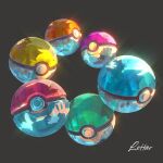  artist_name ball glowing grey_background highres lettier no_humans poke_ball poke_ball_(basic) pokemon signature simple_background still_life 
