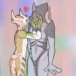 duo flustered flustered_male hi_res humanoid jimhongdingdong male male/male nekros_(warframe) oberon_(warframe) relationship size_difference smile