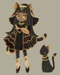  1girl :&lt; animal animal_ear_piercing animal_ears arm_at_side bastet_(mythology) black_capelet black_cat black_dress black_footwear black_hair black_pantyhose black_veil blunt_bangs capelet cat cat_ears cat_girl cat_tail closed_mouth clothed_animal commentary_request dark-skinned_female dark_skin dress egyptian_mythology full_body gem grey_background hand_up headpiece highres hime_cut jewelry long_hair long_sleeves looking_at_viewer loose_socks original pantyhose piyoko9494 shoes short_eyebrows simple_background sleeves_past_fingers sleeves_past_wrists socks solo standing tail tail_ornament tail_ring veil white_socks wide_sleeves yellow_eyes 
