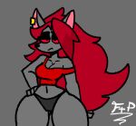 3:4 anthro breasts canid canid_demon canine clothing demon digital_media_(artwork) fan_character female feral fostrop fur hair hellhound helluva_boss low_res mammal mythological_canine mythological_creature mythology panties shirt simple_background solo tail topwear underwear