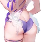  1girl ass ass_focus back bikini highleg highleg_bikini huge_ass kagefumi legs_together lower_body median_furrow original out_of_frame purple_bikini simple_background solo swimsuit thick_thighs thigh_strap thighs white_background 