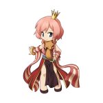  1girl animal_around_neck bangle blue_eyes bracelet breasts chibi closed_mouth contrapposto crown detached_sleeves dress fox full_body hair_between_eyes hand_on_own_hip heel_up high_heels jewelry medium_bangs medium_breasts official_art pelvic_curtain pink_hair professor_(ragnarok_online) ragnarok_online red_dress red_sleeves short_hair_with_long_locks simple_background sleeveless sleeveless_dress smile solo standing striped_sleeves tachi-e transparent_background v-shaped_eyebrows yellow_sleeves yuichirou 