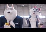  12-9 anthro canid canine canis clothed clothing duo female fur grey_body grey_fur hi_res illumination_entertainment mammal porsha_crystal sing_(movie) solo topless white_body white_fur wolf 
