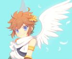 angel blue_eyes brown_hair clothing feathered_wings feathers hair humanoid kid_icarus light_body light_skin looking_at_viewer male nintendo not_furry pit_(kid_icarus) simple_background smile solo winged_humanoid wings wusagi2