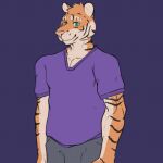 animated anthro biceps bottomwear clothing felid felidae flexing flexing_bicep flexing_muscles fur green_eyes looking_at_viewer low_res male mammal mandofruit muscular muscular_male pantherine pants pecs remmy_(colt_wolf) shirt smile smiling_at_viewer solo striped_body striped_fur stripes tiger topwear