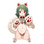  1girl :o absurdres animal_ear_hairband animal_ears animal_hands animal_print bare_shoulders bell blush bow bowtie bra cat_ear_hairband cat_ears character_request chestnut_mouth chinese_commentary commentary_request cropped_legs fake_animal_ears fishnet_top fishnets flat_chest fur_collar gloves green_hair groin hair_ornament hairband hairclip hand_up highleg highleg_panties highres jingle_bell leopard_print leopard_tail looking_at_viewer miyayoki navel neck_bell original panties paw_gloves raised_eyebrows red_bow red_bowtie red_eyes sidelocks simple_background sketch solo stomach tail underwear white_background wing_ears yellow_bra yellow_collar yellow_gloves yellow_panties 