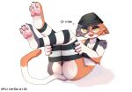 anthro blush butt clothed clothing epic_games felid feline female footwear fortnite hat headgear headwear hi_res legs_up lingerie mammal meow_skulls_(fortnite) partially_clothed poltergaist10 socks solo spread_legs spreading underwear