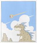 ambiguous_gender blue_sky cloud cloudy_sky dinosaur dragon_ball fantasy hi_res mountain reptile scalie science_fiction sky wesatinthecar