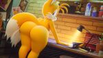 3d_(artwork) anthro bat butt canid canine daws19 digital_media_(artwork) female fox furniture_lamp hi_res leaning leaning_forward looking_back male mammal miles_prower nude photo power_tool rouge_the_bat sega solo sonic_the_hedgehog_(series) tools workbench