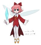  1girl blue_eyes fairy_wings highres magnesiumdance personification pink_hair ribbon_(kirby) short_hair solo white_background wings 