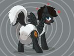 abstract_background animated black_body black_fur black_hair black_hooves black_wings blue_eyes blush butt cutie_mark diaper equid equine fan_character feces feral fur grey_background hair hasbro heart_symbol hooves horse hybrid male mammal mephitid messy_diaper my_little_pony open_mouth pony scat shaking_butt shaking_diaper simple_background skunk soiled_diaper soiling solo spiral_background tenerius tongue tongue_out unknown_character white_body white_fur wings