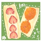  absurdres artist_name cake cake_slice cream food food_focus fruit highres no_humans orange_(fruit) orange_slice original pastry strawberry strawberry_slice takisou_sou 