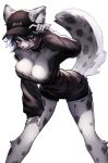  absurd_res anthro big_breasts black_body black_clothing black_collar black_eyes black_fur black_hair black_hat black_headwear breasts cleavage clothed clothing collar felid female fur gmang8978 hair hat headgear headwear hi_res inner_ear_fluff mammal pantherine simple_background snow_leopard solo spots spotted_body spotted_fur sweater topwear tuft vi_(hiioh) white_body white_fur 