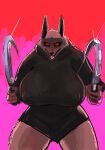  2023 anthro big_breasts big_eyes big_iris big_nipples biped black_cloak black_clothing black_nose black_sclera breasts canid canine canis cloak clothed clothing colored_sketch crossgender death_(puss_in_boots) digital_media_(artwork) dreamworks dual_wielding female fingers front_view fur fur_tuft glistening glistening_eyes glistening_melee_weapon glistening_polearm glistening_scythe glistening_weapon gradient_background grey_body grey_fur hi_res holding_melee_weapon holding_object holding_polearm holding_scythe holding_weapon huge_breasts humanoid_hands im51nn5 looking_at_viewer mammal melee_weapon mtf_crossgender nipple_outline nipples open_mouth open_smile polearm portrait prick_ears puss_in_boots_(film) puss_in_boots_the_last_wish red_eyes red_tongue scythe sharp_teeth simple_background sketch smile smiling_at_viewer solo standing teeth thick_thighs three-quarter_portrait tongue tuft weapon wide_stance wolf 